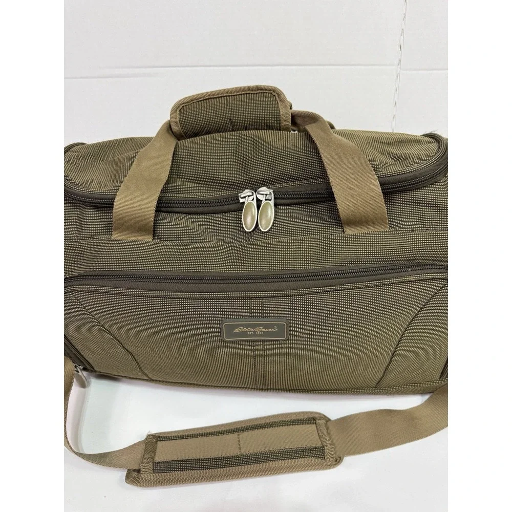 Vtg Eddie Bauer Skyway Luggage‎ Weekend Bag Carry On Olive Green Shoulder Strap